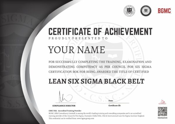 Lean Six Sigma Black Belt – BGMC – CSSC Accredited Examination