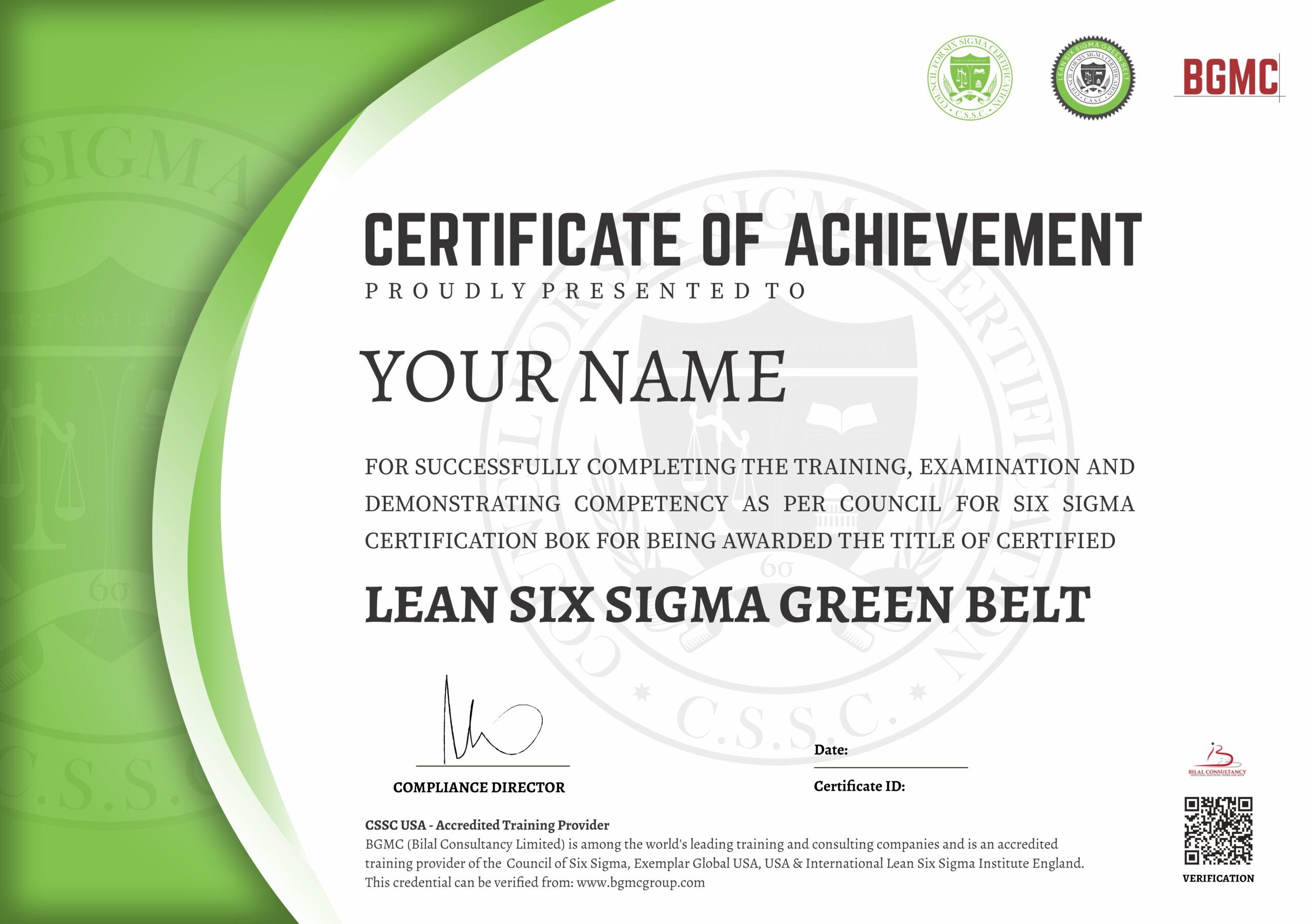 Lean Six Sigma Green Belt – BGMC – CSSC Accredited Examination
