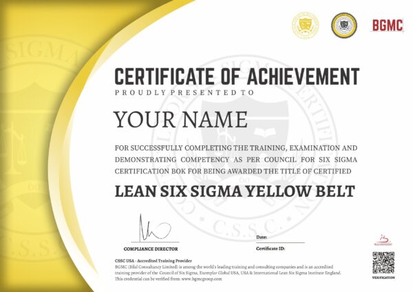 Lean Six Sigma Yellow Belt – BGMC – CSSC Accredited Examination